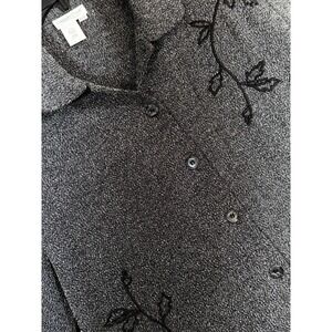Coldwater Creek Black‎ And White Heather Button Up Embroidered Jacket PXL